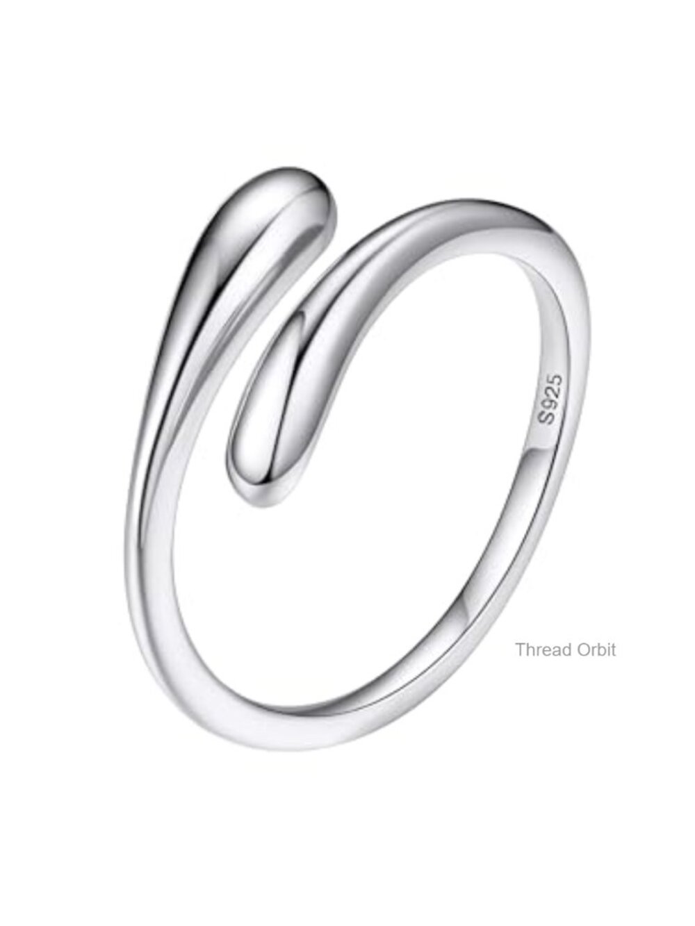 Dainty Sterling Silver Teardrop Toi et Moi Ring Open Adjustable Band Promise